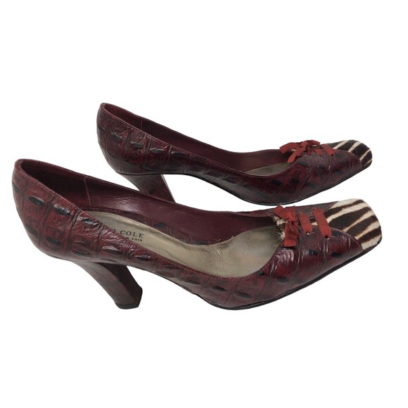 90’s Kenneth Cole Croc N Roll Square Toe Leather Pumps Heels 8M Brazil - Picture 3 of 7